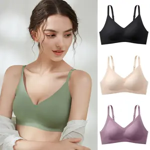 Seamless Wire-free Push-up Women's Latex Underwear Bra