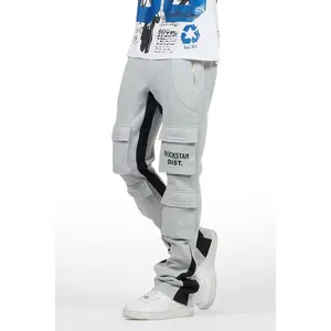 Antoon Heather Grey Stacked Flare Track Pant