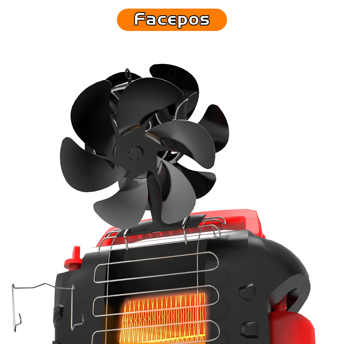 Facepos Double Wood Stove Fan Heat Powered 12 Blade Non-Electric Dual Motors for Buddy Heater Fireplace Silent Operation Overheating Protection - Outdoor Heating