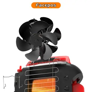 Facepos Double Wood Stove Fan Heat Powered 12 Blade Non-Electric Dual Motors for Buddy Heater Fireplace Silent Operation Overheating Protection - Outdoor Heating