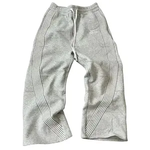 Women’s High Waisted Wide Leg Sweatpants - Heather Gray Side Striped Baggy Joggers  Soft Buttery Soft Casual Pants  Retro Y2K Streetwear Aesthetic Loose Fit Trousers for All-Day Wear