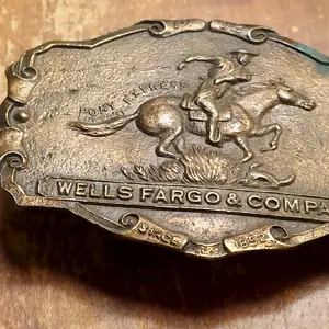Vintage Wells Fargo Bank Brass Belt Buckle