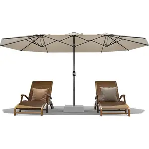 Garvee 13FT Large Patio Umbrella, Heavy Duty Extra Wide Outside Umbrella with 12 Ribs, Rectangle Outdoor Table Umbrella with Crank Lift & UV Protection for Patio, Backyard, Pool & Garden, No Base