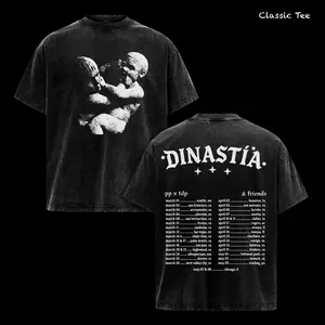 Dinastia Tour 2026 Shirt – Vintage Washed Oversized Graphic T Shirt, Latin Trap Streetwear, PP x TDP & Friends Tour Dates Style, Dark Aesthetic Heavy Cotton Washed Tee, Casual Unisex Men Women Top, Music Fans Gift