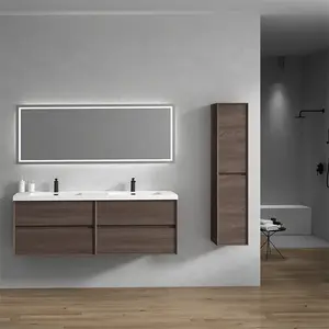 SLIM 72" Double Sink Modern Floating Vanity with Reinforced Acrylic Top - Cabinet Assembled