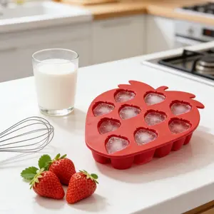 Strawberry Silicone Mold – Non-stick Type 10-compartment fruit-shaped mold for creating chocolate, gummies, ice cubes, soap and wax blocks, as well as food-grade silicone baking molds for desserts and DIY gifts. Valentine’s Day, Mother’s Day.SiliconeMold