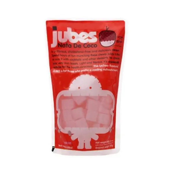 Wong Coco JUBES Lychee Flavor Coconut Jelly 360g - Authentic Indonesian Snack, Chewy Fruit Bits for Desserts & Drinks