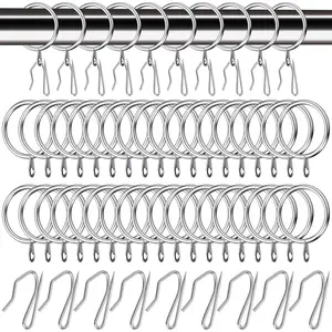 80 count Stainless Steel Drapery  Rings with Eyelets, Curtain Pin- Hooks Pins for Window Door Shower Bathroom Rings-30 mm-1.18" Internal Diameter ()