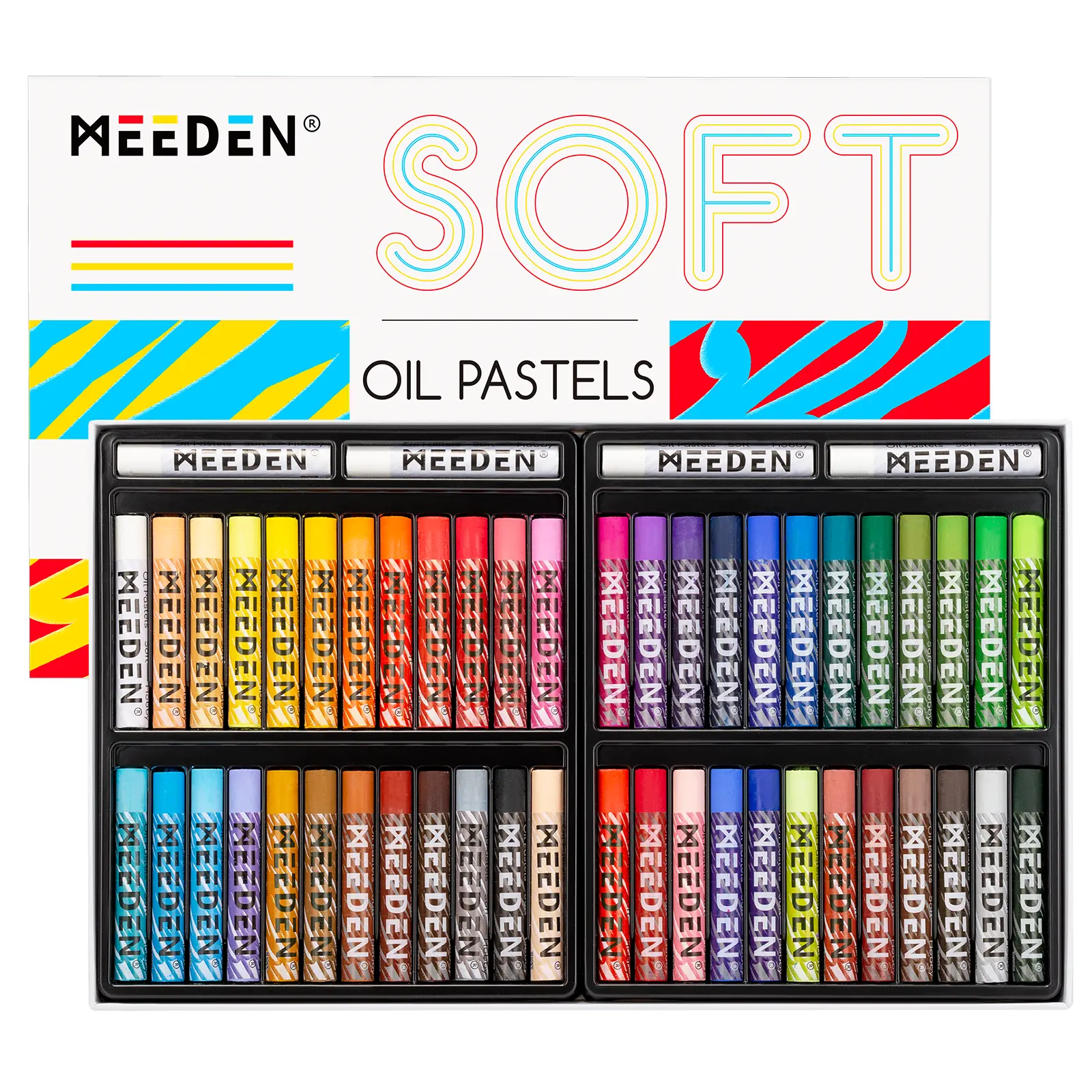 MEEDEN Soft Oil Pastels Set: 48 Colors with Extra 4 White + Bonus 6-White Refill Gift Box | Vibrant Oil Pastel Crayons for Art Painting & Drawing, Blending, Layering, Shading | Oil Pastels for Artists, Beginners & Adults