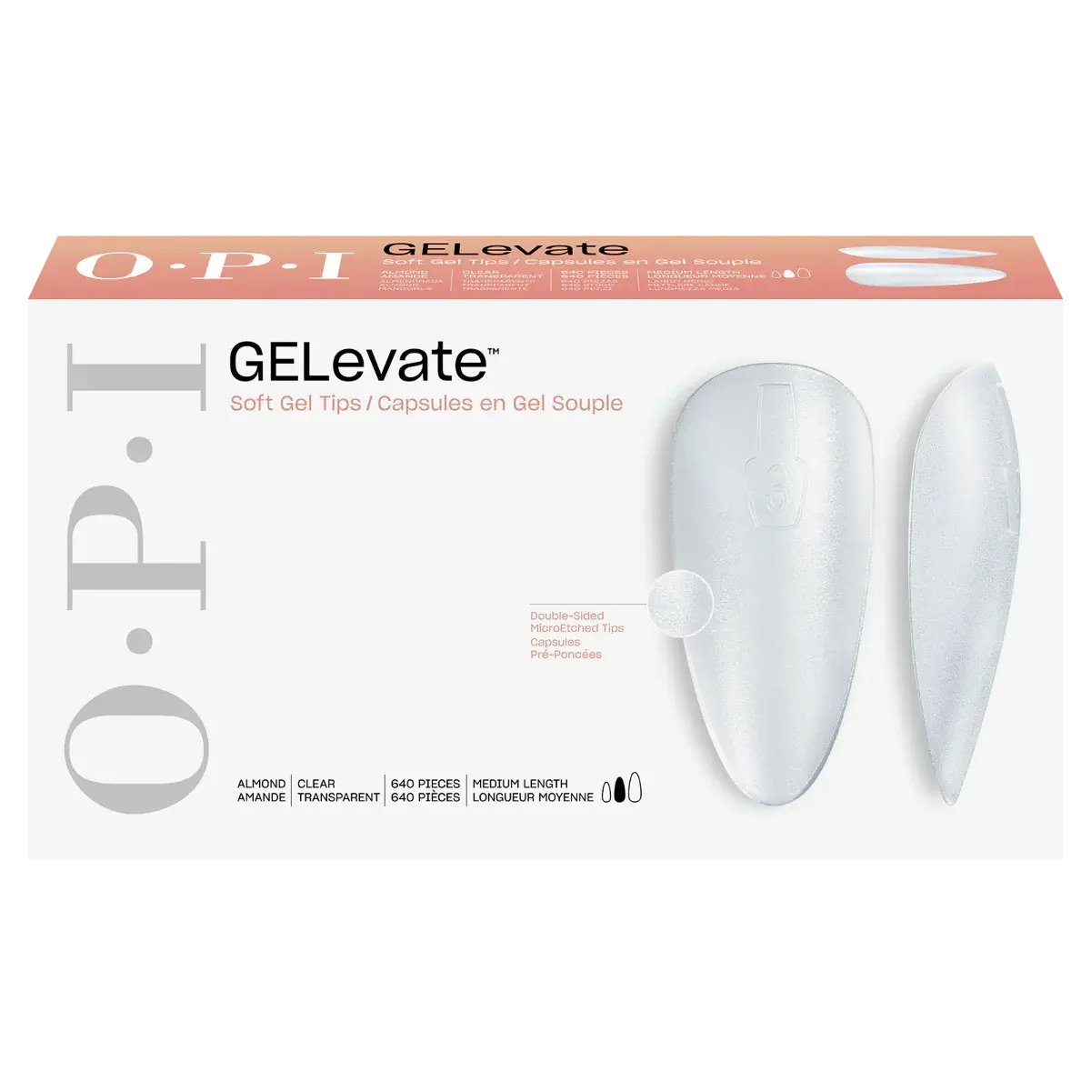 OPI GELevate Soft Gel Tips 640 Pieces - Medium Almond