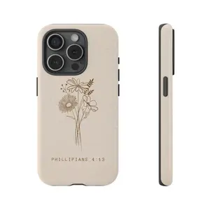 Floral Philippians 4:13 Bible Verse Smartphone Case, Christian Gift Cellphone Shell, Handheld Phone Accessories for iPhone 11/12/13/14/15/16/17 Pro, ProMax, Plus, Air