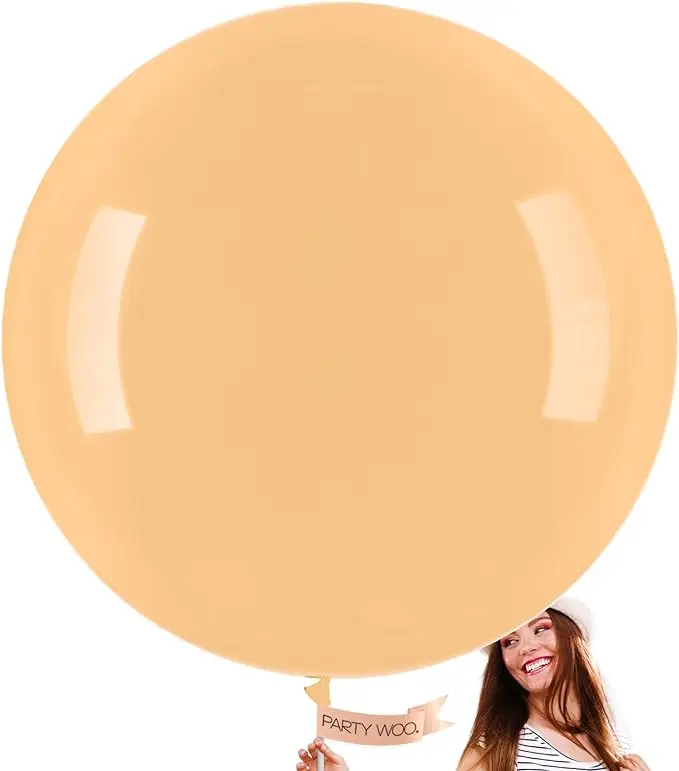 PartyWoo 4pcs 36 In Giant Solid Nude Apricot Brown Rubber Balloons - Home, Festive Party Supplies for Boho Fall, Baby Shower, Wedding Decor (Brown-Y103)