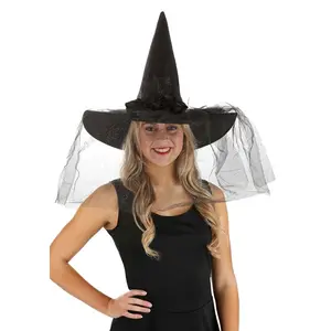 Women's Sparkly Black Witch Hat
