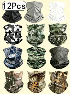 12-Pack Unisex Summer Outdoor Neck Gaiter, UV Protection Windproof, Ideal for Cycling Fishing Running Climbing, Quick-Dry Camouflage Scarf, Camouflage Neck Gaiters