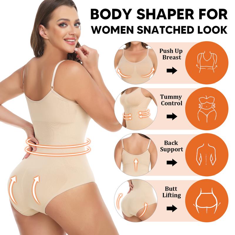 Shapewear for Women Butt Lifter Bodysuit Tummy Control One-Piece Tummy Tucking Bodysuit Shapewear Womenswear Comfort Spaghetti Strap Hip Snatched Underwear Basic Minimalist