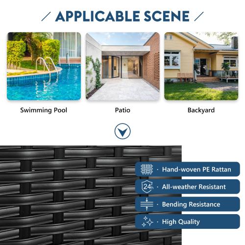 79.9 Inch Outdoor Sunbed with Adjustable Canopy Double Lounger PE Rattan Daybed Black Wicker Patio Furniture with Cushions for Poolside Backyard Garden (Black+Blue) 79.9 Inch Outdoor Sunbed with Adjustable Canopy Double Lounger PE Rattan Daybed Black Wicker Patio Furniture with Cushions for Poolside Backyard Garden (Black+Blue)