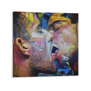Gay Art Posters Men Kissing Oil Painting Decor Print