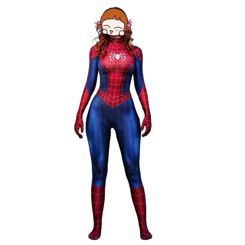 Women's Superhero-Inspired Bodysuit Costume, Stretch Halloween Party Jumpsuit