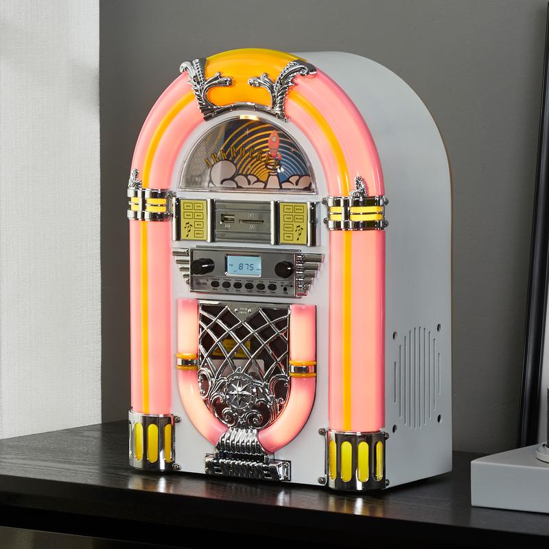Arkrocket Athena Mini Jukebox / Tabletop CD / Speaker (White / Pink) aespa cd Audio Card record player