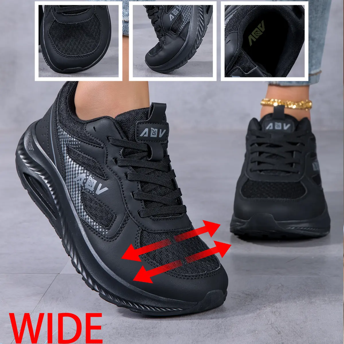 Women's Extra Wide Fit Bunion-Friendly All-Around Casual Trainers - Ultra-Lightweight Breathable Knit Mesh, Cloud-Like Dual Layer Air Cushion, Shock-Absorbing Non-Slip, Clean Aesthetic Shoes for Standing Work & Outdoor Bunion-Friendly Casual Trainers, Nyl