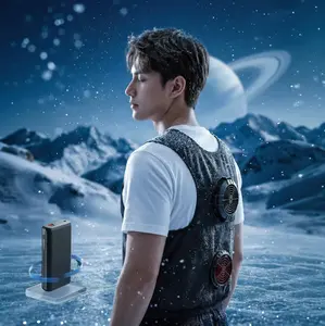 Cooling Vest with Special Power Bank, Semiconductor Cooling Disc, High Speed Fan with 4 Wind Speed Adjustable, Wear Resistant Reflective Safety Vest for Outdoor Cycling, Hiking, Fishing, Working for Men & Women