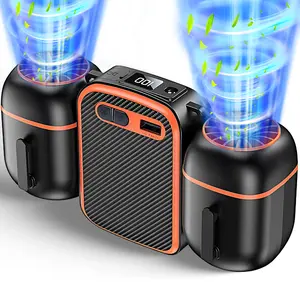 Portable Fan Dual-Turbine Cyberpunk Tech Style 180° Rotating Dual Wind Ports with Super Long Battery Life for Outdoor Travel & Office - Cool Gadget Gift for Men outdoorfun UnderShirt Waist LED Rechargeable wearable belt
