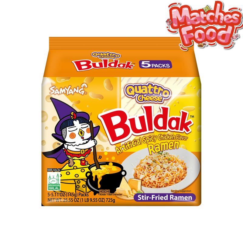 Samyang Buldak Quattro Cheese Flavor Spicy Chicken Ramen 5 Pack Korean Style Noodles 700g