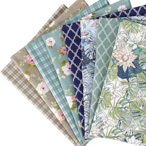 8pcs 18 x 22inches (46x56cm) Cotton Floral Lotus Patterns Pre-Cut Squares Fat Quarters Bundles for Sewing and Quilting