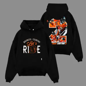 Patrick Surtain II 'Lets Ride' For Broncos Country Premium Cotton Hoodie Sweatshirt T-Shirt (Made In US), Broncos Football Fans Shirt, Game Day Outfits, Gift For Football Fans, Football Graphic Tee Hoodie