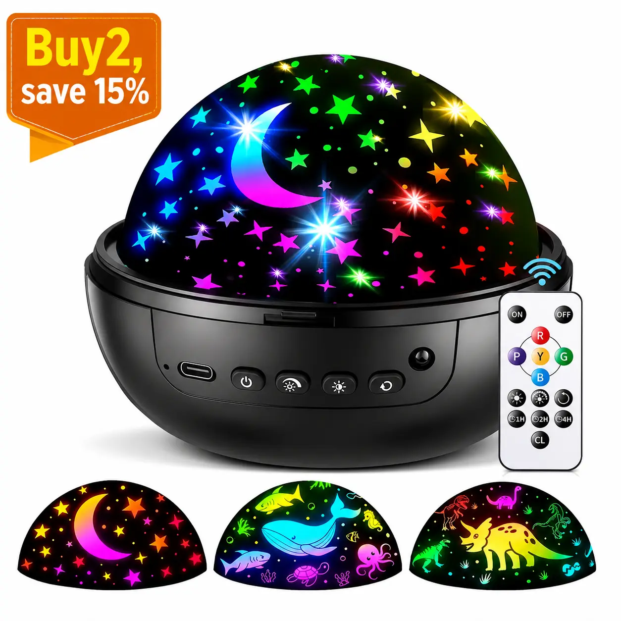 [Buy2, save 15%]OneFire Night Light for Kids ball 93 Lighting+3 Films Kids Night Light Projector,Remote+Dimmable Star Projector dinosaur toys 360° Ceiling Stars Glow in The Dark Stars,Christmas Gifts for 4 Year Old Boy Birthday Gift Remote Controlled