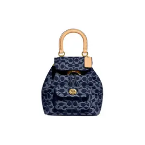 COACH Riya 21 Solid Logo Fabric Backpack in Blue for Women