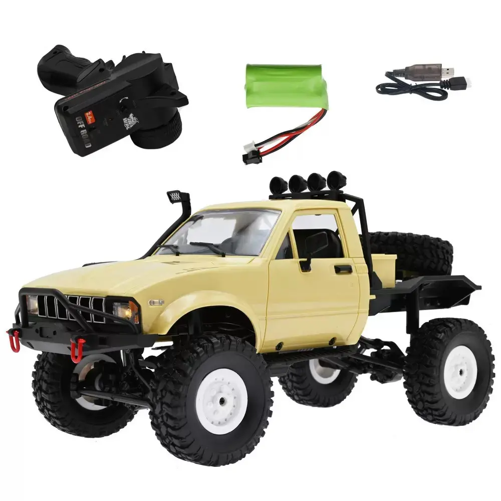 1/16 4WD RC Crawler Toy Truck - 2.4GHz Battery-Powered Off-Road Remote Control Car, All Terrain RTR RC Toy with LED Lights, Built-in Li-Ion Battery for 12+ Years Above Kids Off-Road Play