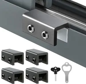 Window Locks Black,  Sets Sliding Security Window Lock with Key for Vertical & Horizontal Sliding Windows & Sliding Doors, Adjustable Window Locks Security Window Stoppers for Patio Bedroom Home
