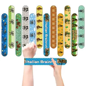 24pcs Italian Brainrot Slap Bracelets, Cartoon Wristbands for Party Gifts, Fun Holiday Rewards, Perfect for Giveaways