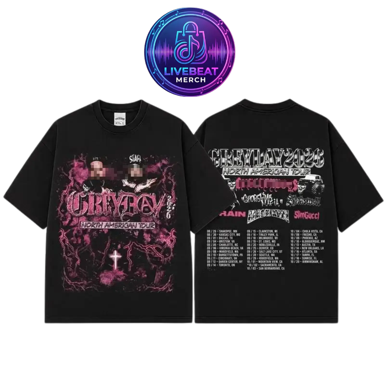 [Free Ship] GreyDay 2026 Tour Graphic Black T-Shirt Ver 5, G59 Music Tour Merch, Bones Night Lovell Germ Ramirez Black Smurf Concert Tee, Underground Hip Hop Rap Shirt, Festival Fan Apparel, Live Show Graphic Tee, Unisex Streetwear Gift