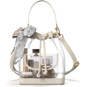 Clear Bag for Stadium Approved, Clear Crossbody Bucket Bag Transparent PVC Purse for Women, Concert Stadium Events