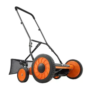 Push Reel Lawn Mower 18 Inch, 5-Blade Manual Mower, Adjustable Height 1.37-2.44in, Walk Behind Mower with Grass Catcher for Small Lawns & Courtyards