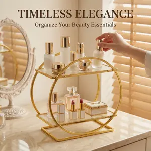 Curated Elegance Iron Art Dessert Display Shelf 2-Tier Cake Stand Pastry Tray Multi-Purpose Cosmetic Skincare Organizer Home Decor