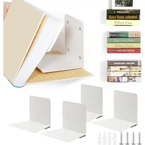 Floating Bookshelves - 4-Pack Invisible Wall Mounted Bookshelves, Multifunctional Wall Shelves for Bedroom, Office and Library, White Decor Metal