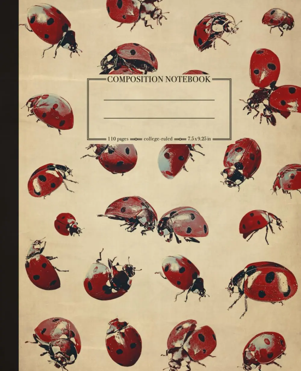 Composition Notebook College Ruled with Ladybugs Vintage Illustration: Cute Insects Aesthetic Journal for School, College, Office, and Work | Wide Lined | 110 Pages | Size: 7.5" x 9.25"