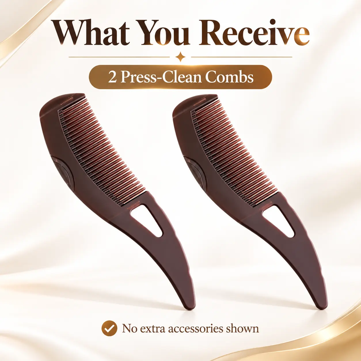 Buy 1 Get 1 Press-Clean Hair Comb 2PCS Easy-Clean Scalp Massage Comb with Fine Teeth and Comfort Grip for Gentle Hair Care