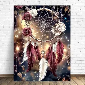 New Arrival Diamond Mosaic Dreamcatcher Landscape DIY Flower Diamond Painting Feather Craft Kit Embroidery Handmade Gift Needle Crafts Kit