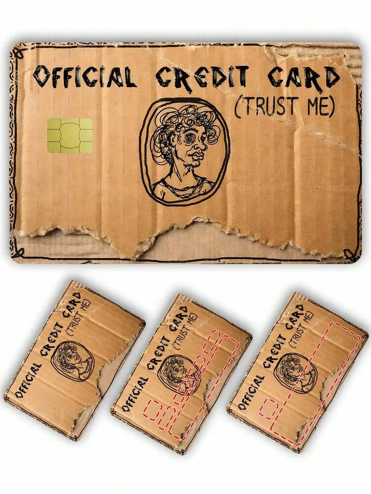 2D Flat Print, Not 3D – Official Credit Card Trust Me Funny Cardboard Credit Card Skin, Vintage Kraft Paper Debit Card Sticker, Novelty Humor Card Cover