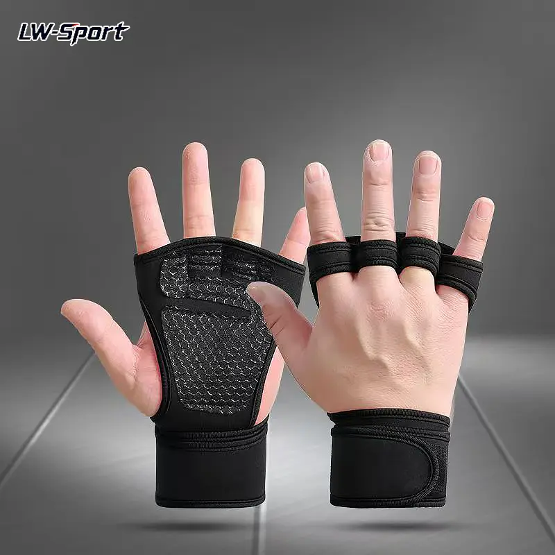 1 Pairs Half Finger Workout Gloves with Wrist Wrap Support, Non-Slip Padded Palm Weight Lifting Gloves, Breathable Fitness Training Gloves for Gym Pull Ups Cycling Cross Training Men Women