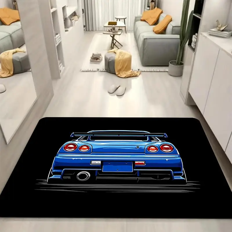 Sports Car Pattern Indoor Rug, Rectangle Room Decor Area Carpet, Non-slip Floor Mat For Living Room Bedroom Kids Playroom Game Room Home Decor