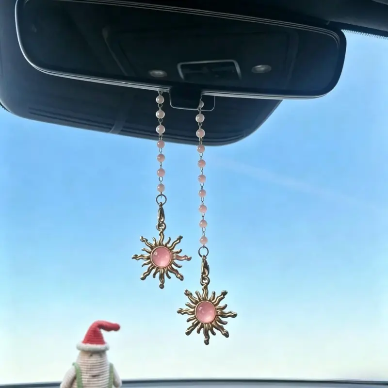 Solar Car Interior Pendant Light, Solar Rearview Mirror Hanging Decor, Automotive Interior Decoration, Car Accessories, Car Decorations, Vehicle Decor, Automotive Decorative Accessories