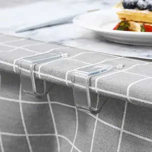 4pcs Tablecloth Clip Transparent Fixed Clip Household Table Cloth Holder Plastic Stopper Invisible Anti-slip Table Clips