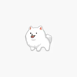 White Pomeranian Dog Sticker