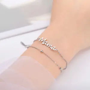 Mama Letter Bracelet Beads Chain Mother Day Gift for Her
