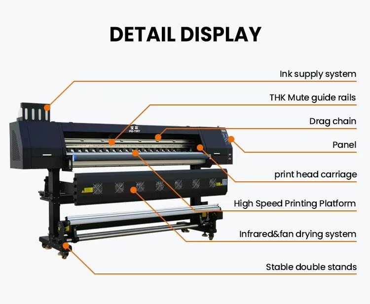 PO-TRY High Speed Sublimation Printer 8 Heads Industrial Heat Transfer Machine for Sportswear Polyester Fabric 4000m/Day